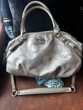 Coach Madison Dotted OP Art Sophia Satchel Khaki Colored